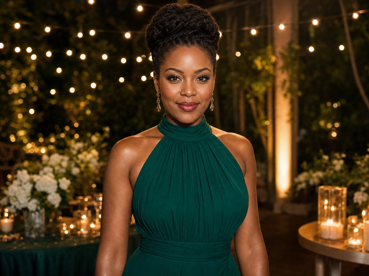 Fictional adult woman at an evening gala